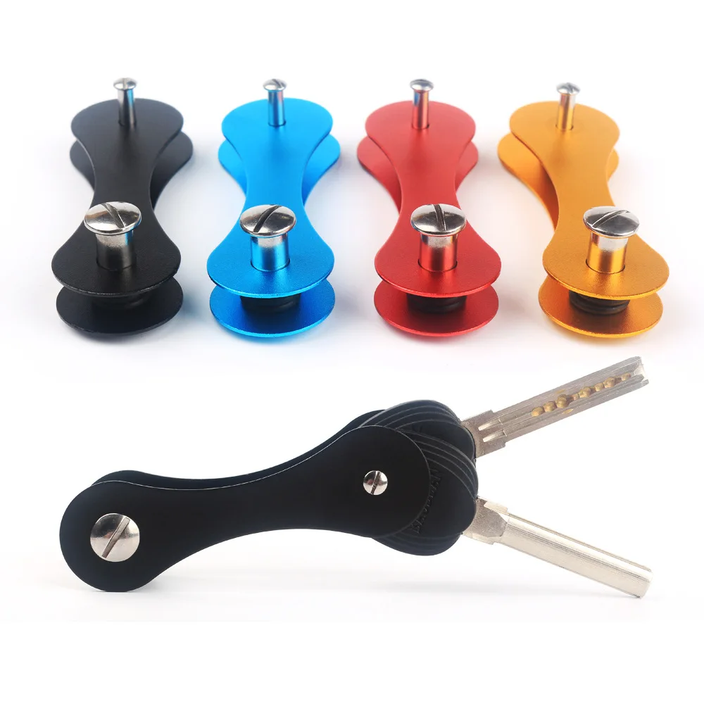 

Aluminum Alloy Keychain Flexible Small Key Holder Clip EDC Travel Metal Organizer Pocket Folder Portable Mini Purse Keys Wallet
