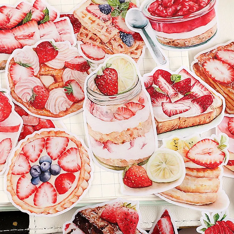 20 Pcs/Pack Fruit Dessert Cake Stickers Kawaii Strawberry Food Scrapbooking Stickers DIY Decoration Journal Diary Craft