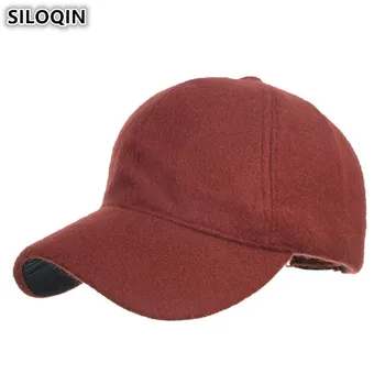

SILOQIN Adjustable Size Solid Baseball Caps For Men NEW Winter Women's Woolen Hats Warm Thick Couple Snapback Cap Men's Hat
