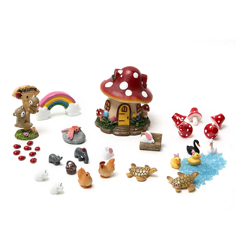 

33Pcs/set Fairy Garden Miniatures DIY Doll House Model Terrarium figurines Home Bonsai Succulents Micro Landscape Decoration