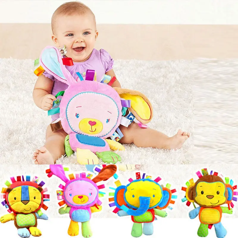 

100cm Cotton Infant Baby Soft Giraffe Elephant Rabbit Monkey Sheep Animal Handbells Rattles Handle Baby Plush Toys