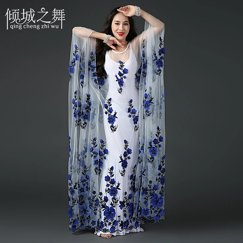 

2018 Belly Dance Costumes for Women Stage Performance 2-piece Suit Sling Long Dress+Robe Khalegy Khaliji Shakes Robes Clothes