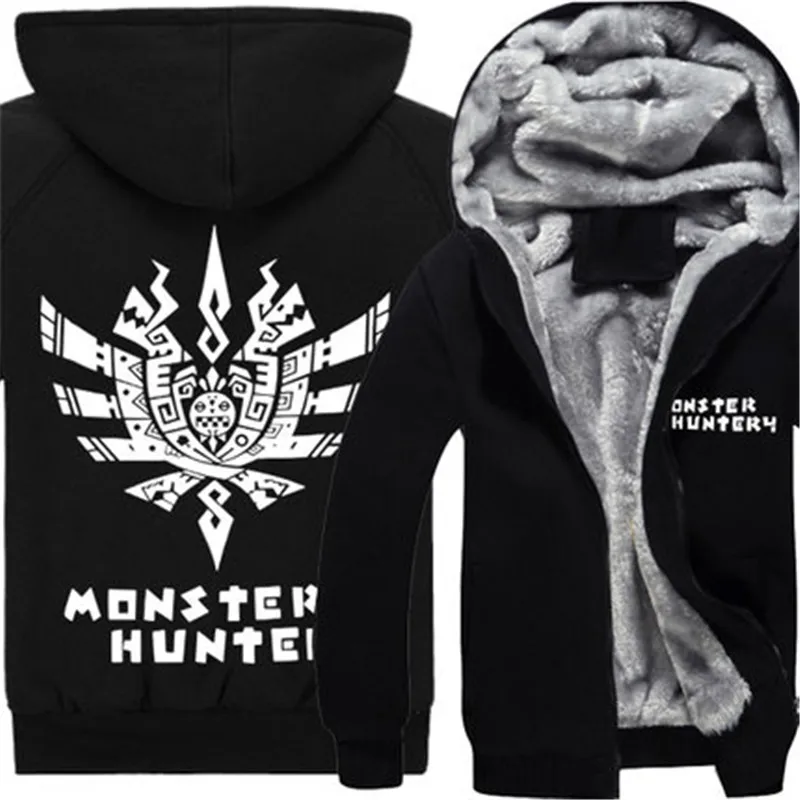 

Anime Monster Hunter Hoody Cosplay Clothes Sweatershirts Cardigan Unisex Thick Hooded Outwear Cartoon Warm Jacket Coat Hoodies