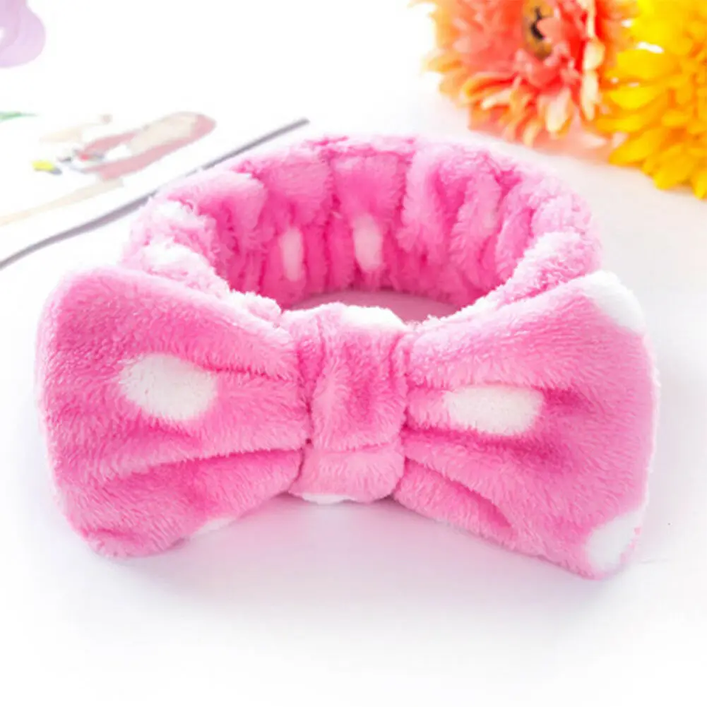 Lovely Big Bow Dot Striped Soft Shower Hair Band Wrap Headband Bath Make Up US cute headbands for women Hair Accessories