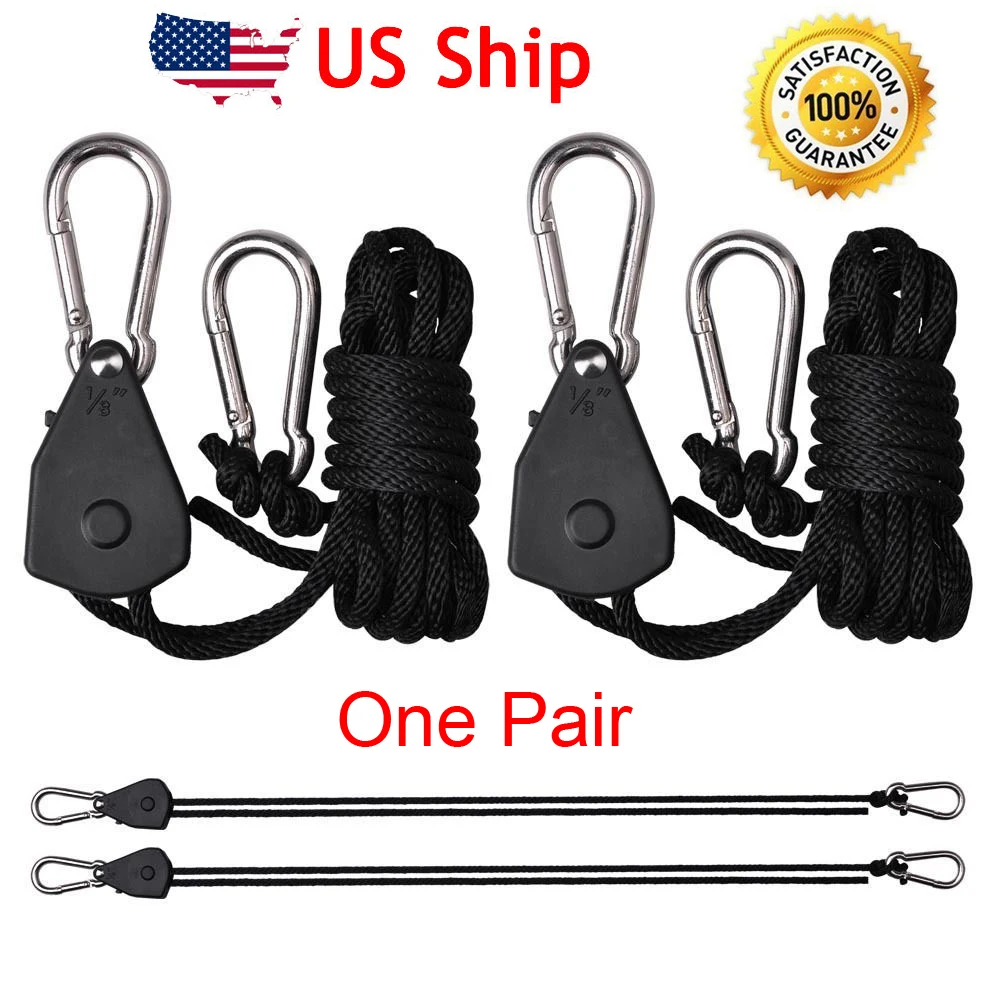 

One Pair 1/8 inch Adjustable Heavy Duty Rope Hanger - Reinforced Metal Internal Gears,Loose-Proof Design, 8-ft Long & 150lbs