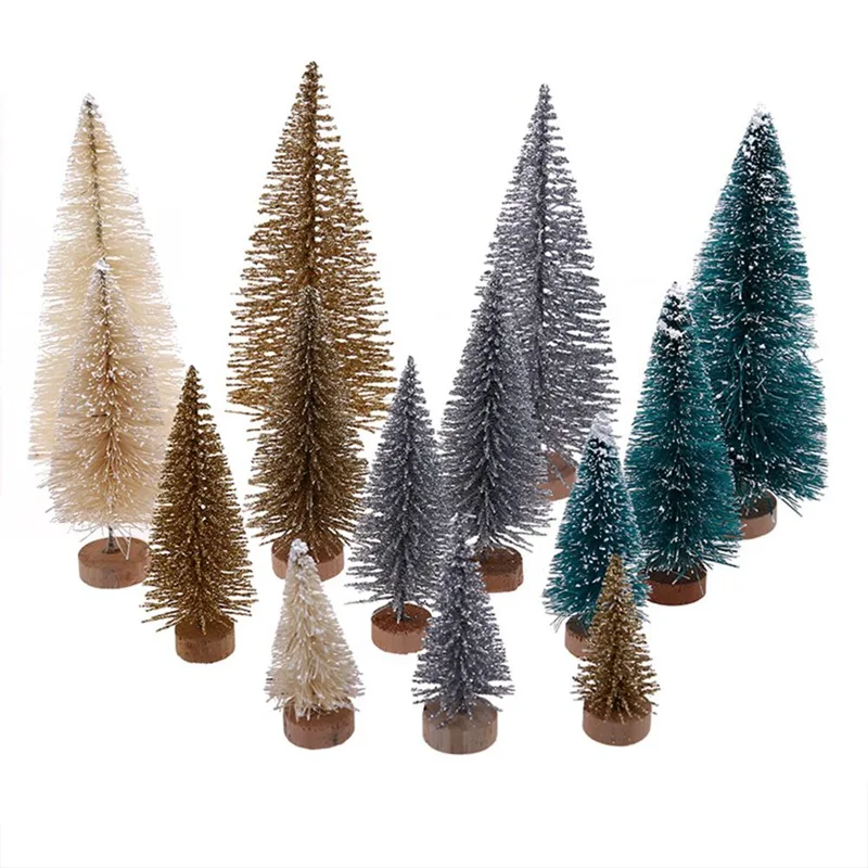 

Fiber Mini Christmas Tree 3Colors Snow Frost Small Pine Tree DIY Craft Desktop Decoration Christmas Ornaments