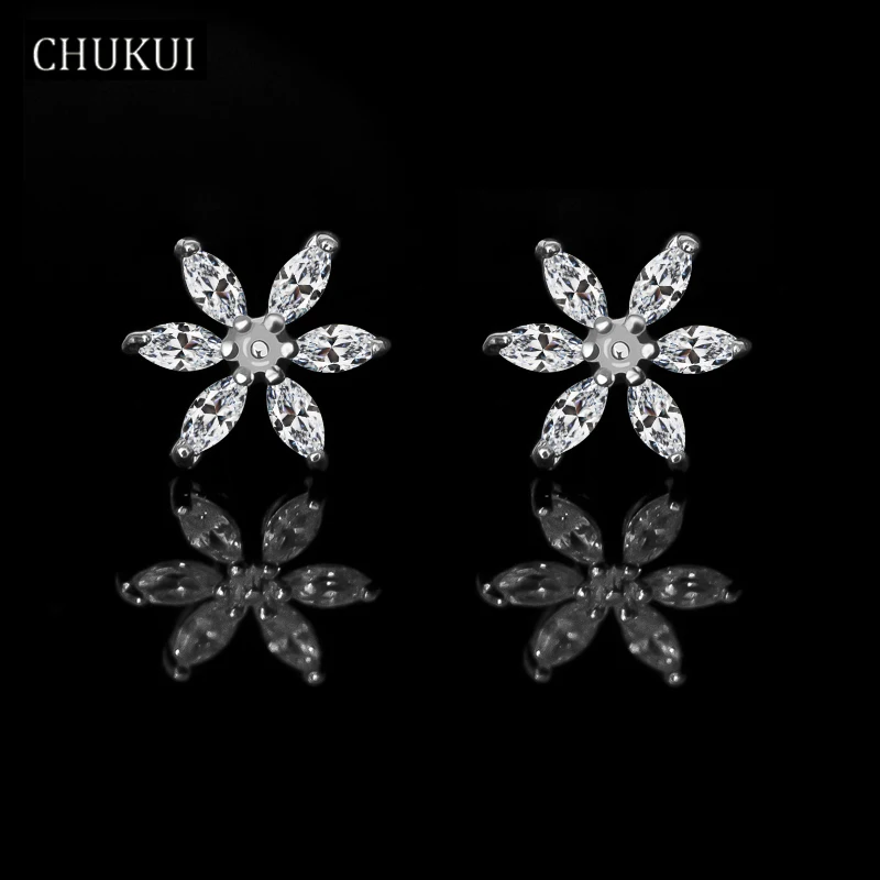 CHUKUI Popular Small Sterling Silver Earrings Jewelry Women Silver 925 Earrings Zirconia Flower Kupe (2)