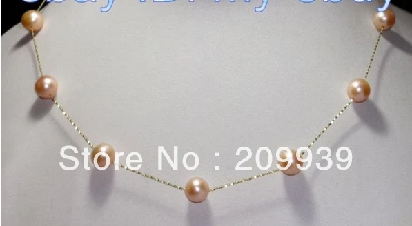 

huij 002905 Tin Cup Round 9mm Pink Pearl Necklace