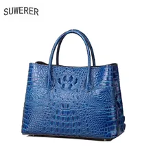 SUWERER Брендовая женская сумка новая кожаная сумочка Роскошная крокодиловая сумка через плечо сумка-тоут
