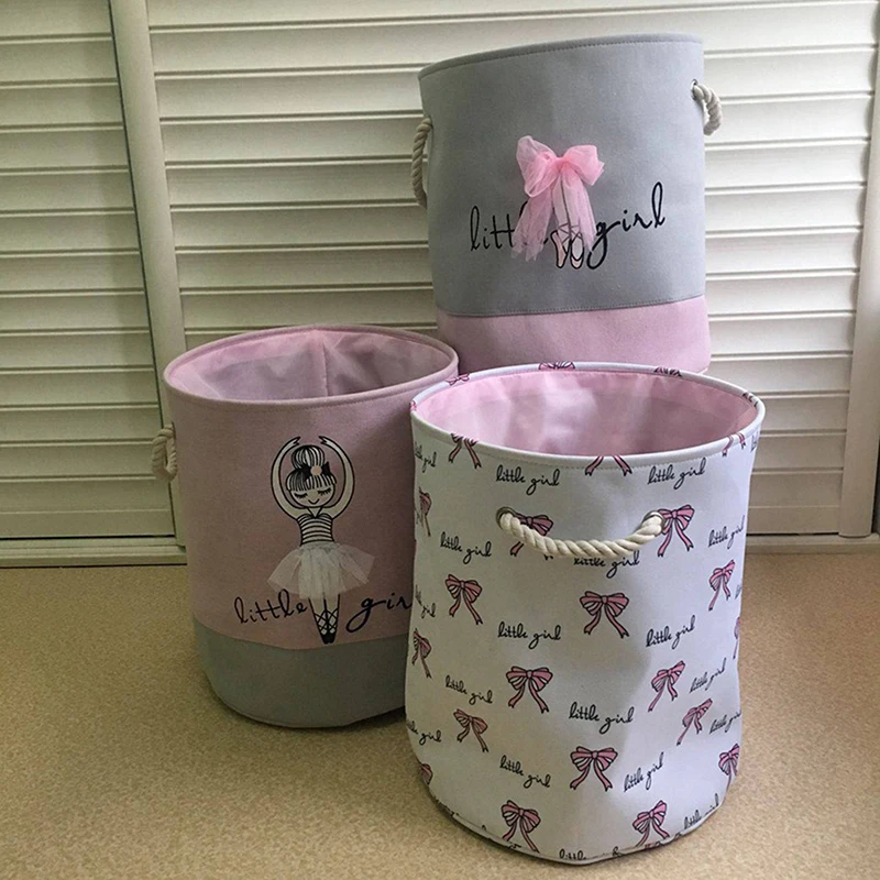 Складная корзина для хранения белья хлопок и розовый балетная девочка для детских игрушек и дома грязная одежда стиральная сумка для хранения