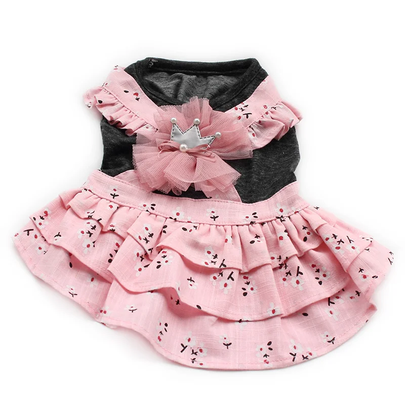 Магазин Armi, весенне-летние платья для собак с цветочным узором, милое платье принцессы для собак 6071078, товары для домашних животных XS, s, m, l, xl - Цвет: Розовый