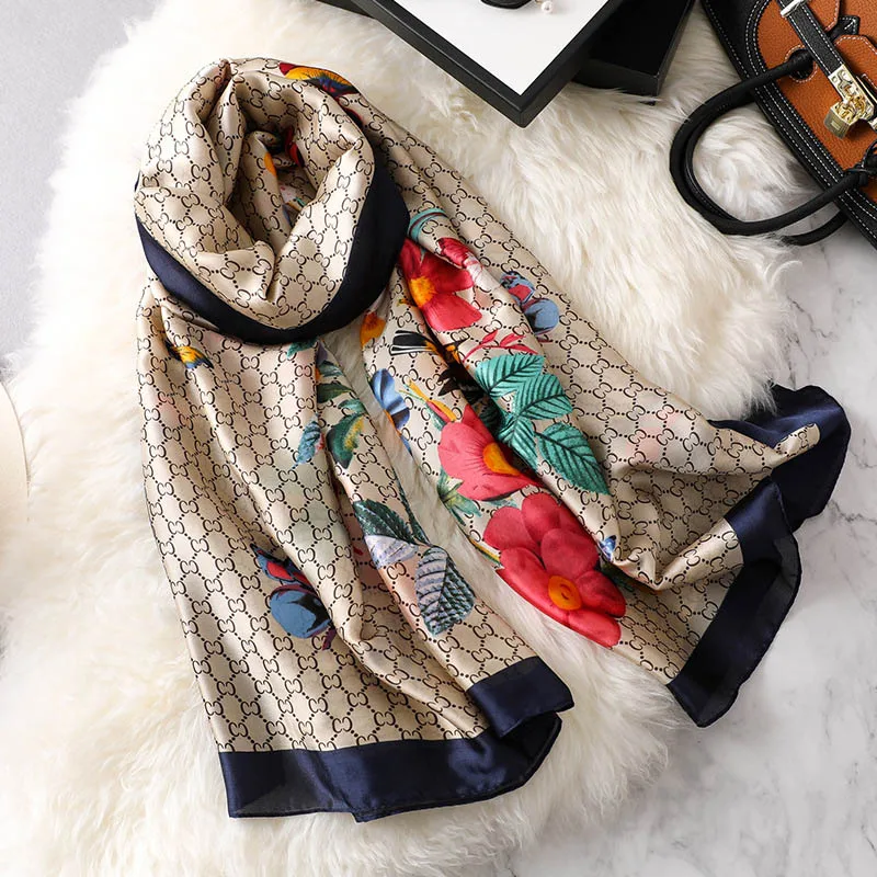 Новая мода Хаундстут весна зима шелковый шарф для женщин женский роскошный бренд Корейская версия дамы шаль femme хиджаб Scaves - Цвет: SC018 01