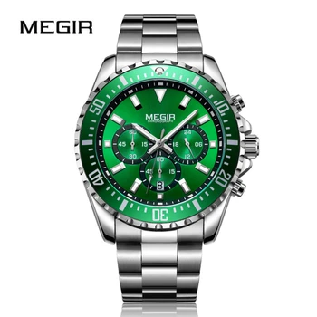 

MEGIR Business Watch For Men Luxury Alloy Strap Top Brand Stainless Luminous Waterproof Auto Date Graceful Clock Reloj Hombre