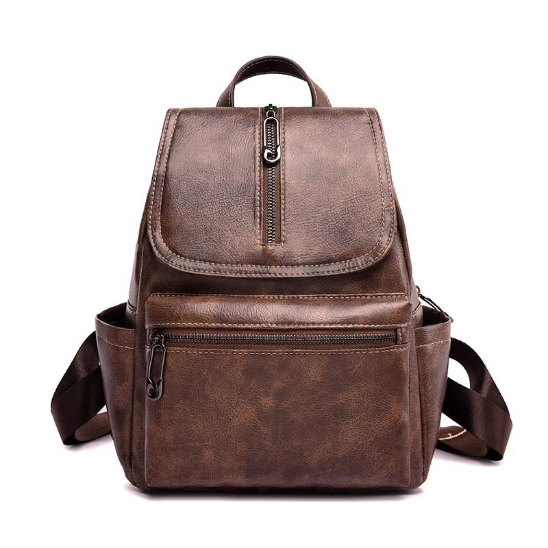 

Vintage Style Women Backpack Female High Quality Leather PU Backpacks Simple School Shoulder Bag For Girls mochila Women Bags