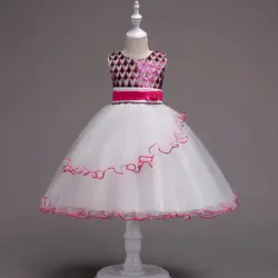 Платье принцессы без рукавов с блестками и цветочным рисунком для девочек, Пышное Платье с сеткой для больших мальчиков на день рождения