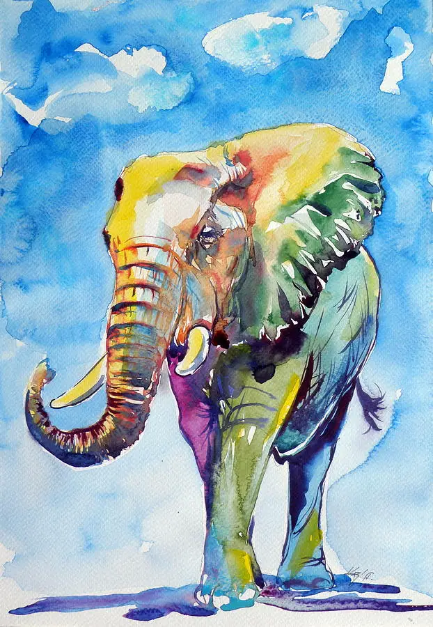 Peinture A L Huile D Elephant Colore Sur Toile Art Abstrait Moderne En Vente Peinture A L Huile D Elephant Colore Peinte A La Main De Haute Qualite Aliexpress