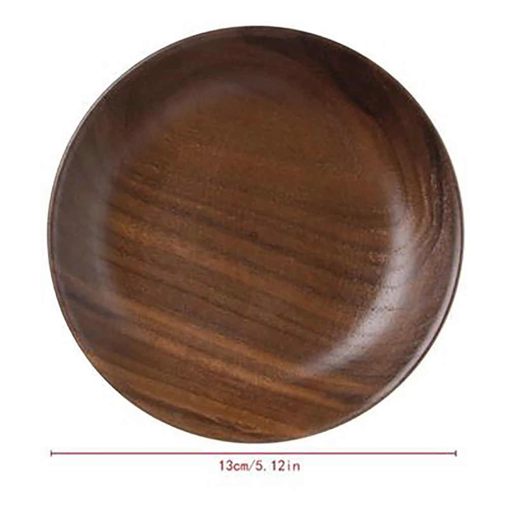 

Wooden Round Plates Fruit Cake Tea Coffee Dessert Dish Food Serving Tray