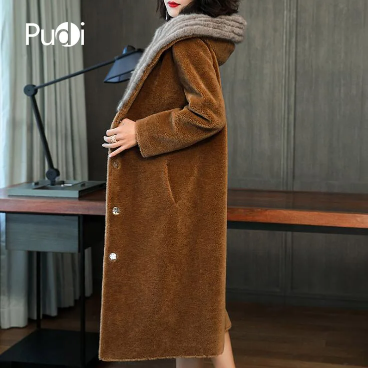 Veste Réel Véritable Laine Manteau Gilet De Pardessus Hiver Fourrure Chaud Col Pudi Dame Fille Loisirs Femmes Vison B181165 nqWxXwAcz0