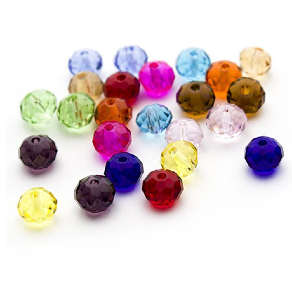 10-100pcs Glass Crystal Faceted Rondelle Spacer Loose Beads 6/8/10/12/14/16/18mm 