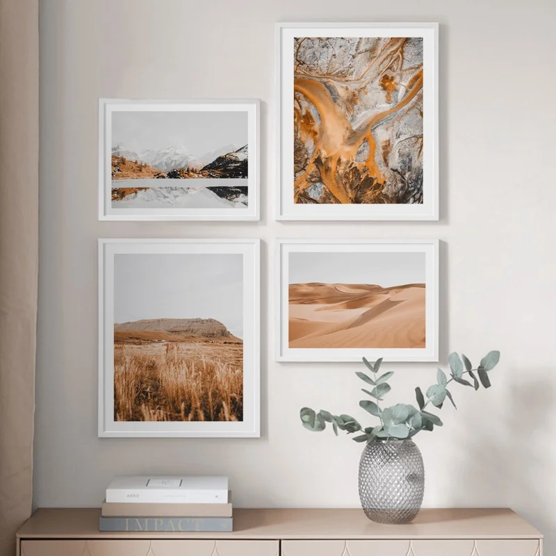 

Mountain Desert Plant Abstract Fluid Art Nordic Posters And Prints Wall Art Canvas Painting Wall Pictures For Living Room Decor