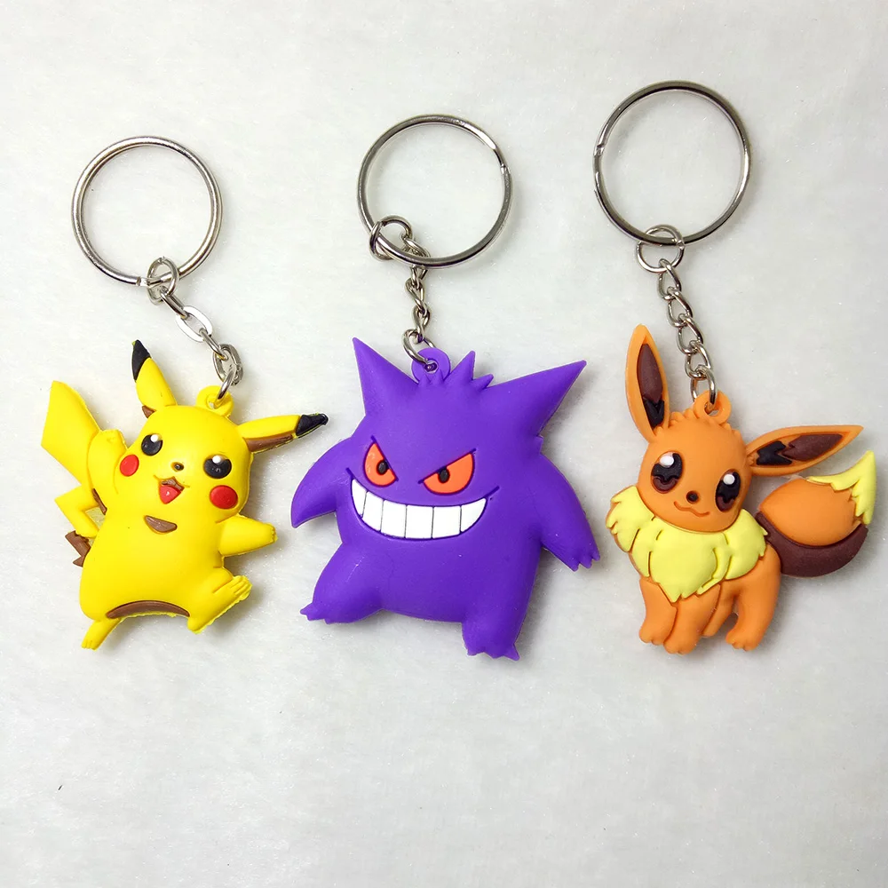 

Cute sleutelhanger Cartoon Pokemon KeychainRing Pendant 3D Mini Charmander Zapdos Mewtwo Moltres Figure Toys porte clef llavero