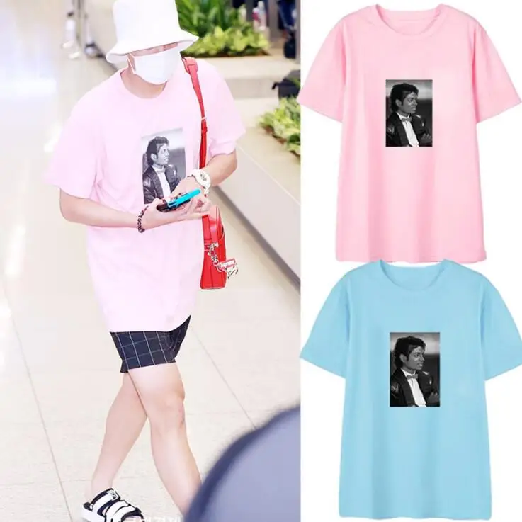 Новый kpop BLACKPINK blackpink Дженни Ким BTS JHOPE же свободные красочные пара летняя футболка с короткими рукавами