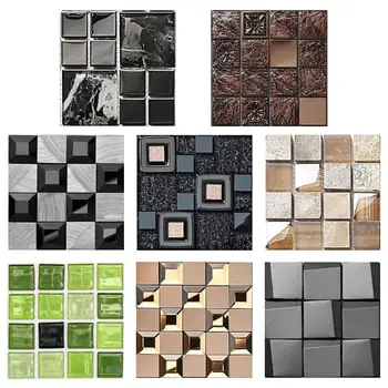 

10pcs Waterproof Mosaic Tile Wall Sticker DIY Self-Adhesive Tiles Decals Decor The Wall of the Bathroom Kitchen Decorative Tile