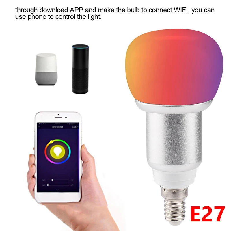

Wireless WiFi Control Wireless WIFI Smart LED Bulb 10W RGB Colorful Dimmable Lamp Light Voice Control