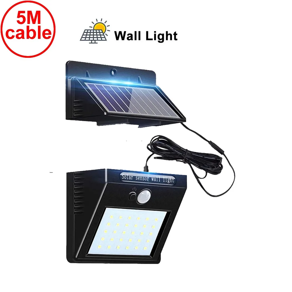 

30 leds solar light split mounting pIR motion sensor led indoor outdoor lamp waterproof ip65 for street garden patio home camps