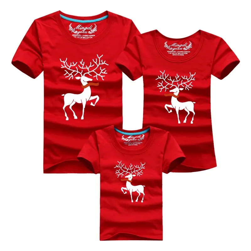 Одинаковые рождественские комплекты для семьи; футболки; много цветов; Одинаковая одежда для семьи с оленем; футболки для мамы, папы и ребенка