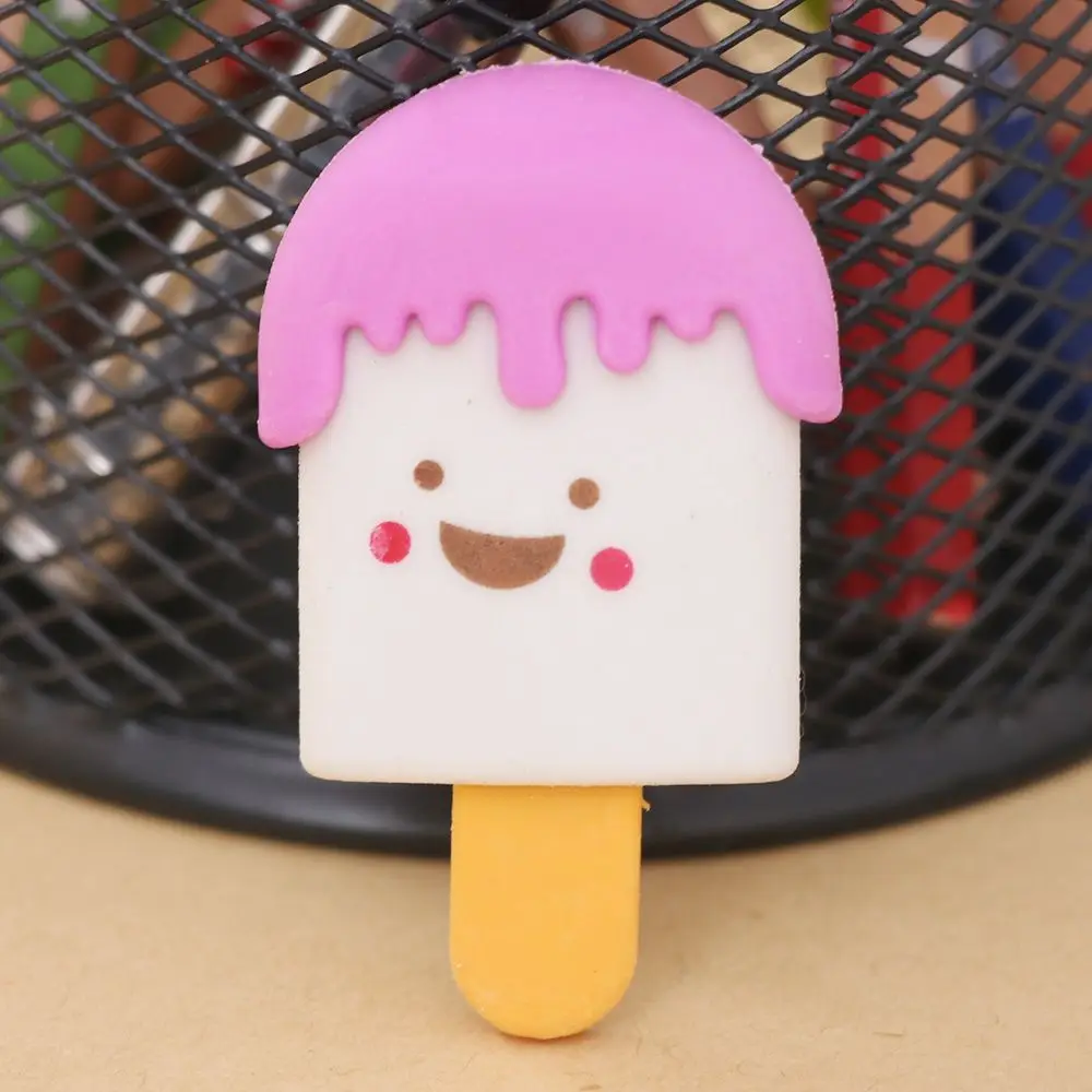 1 шт. мультфильм лица мороженое kawaii ластик мороженое Ластик Эсколар Гома де боррар резина для детские школьные принадлежности