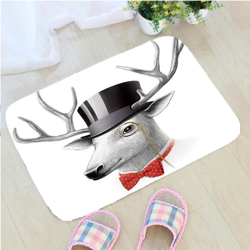 

Cartoon Animal Printing Bath Mat Flannel Creative Pig Deer Bathroom Non-slip Mat Simple Home Decor Door Mat Badmat tapis de bain