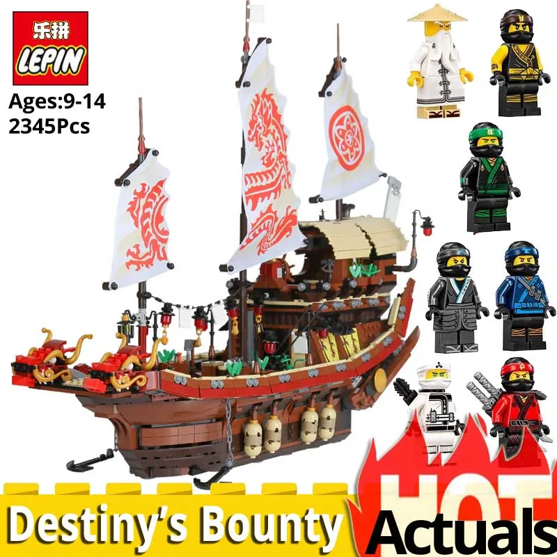 

Lepin ninja movie go 06057 compatible with legoinglys 70618 Destiny Bounty boat Building Blocks Brick Education Toys boys Gift