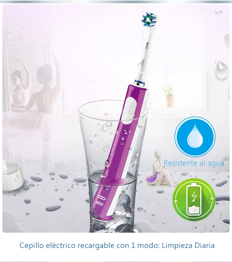  Oral-B PRO 600 CrossAction Purple Edition Cepillo de dientes Eléctrico con tecnología Braun + Champ