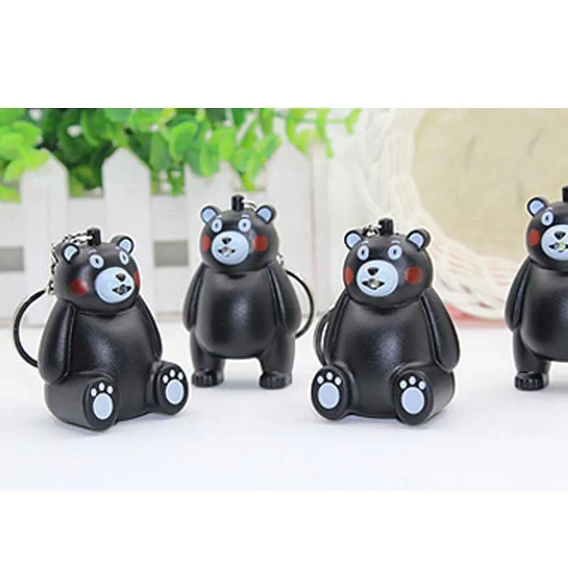 

Black Bear LED Key Chain Ring with Sound Light Pendants Outdoor Sport Self Defense Alarm Tactical Security Tool defensa personal