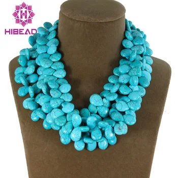 

Splendid Waterdrop Costume Women Necklace 3 Rows Stone Beaded Full Cluster Party Necklace Jewelry Free Shipping TN146