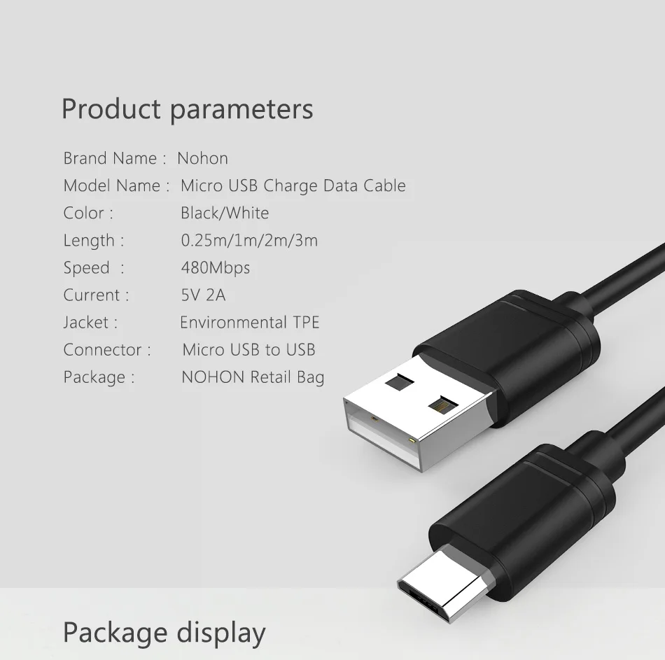 NOHON 5PC TPE Micro USB Data Charging Cable Android Phone For Samsung S6 S7 Plus Xiaomi 4 LG Huawei USB Short Long Charger Cord (13)