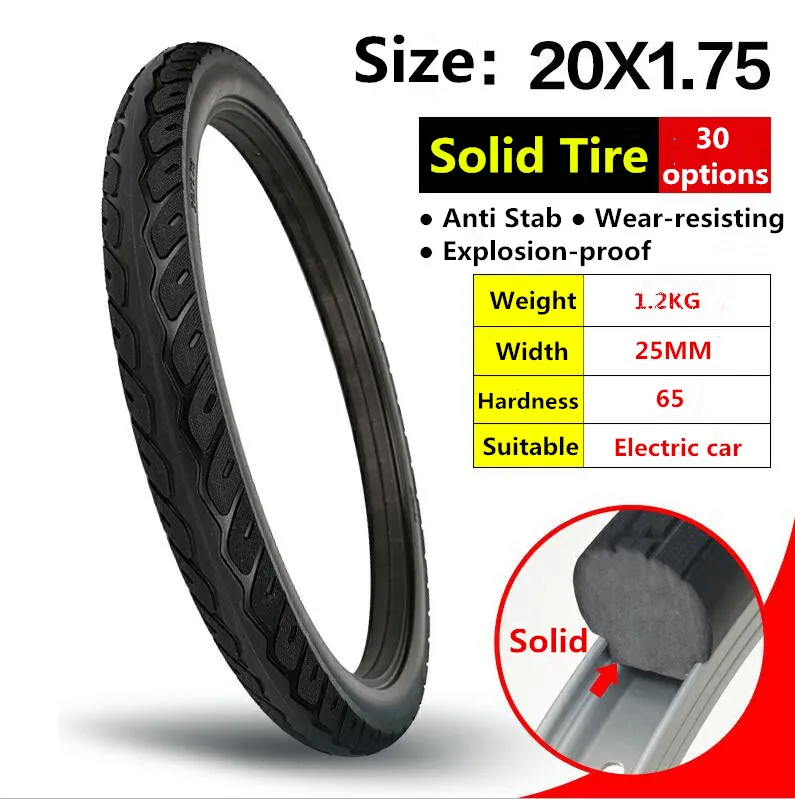 20*1.75 Biciclette Gomme piene 20 Pollice 20x1.75 Pneumatici Pneumatici  Moto Anti slip Nero MTB equitazione Bici Da Strada|Bicycle Tires| -  AliExpress