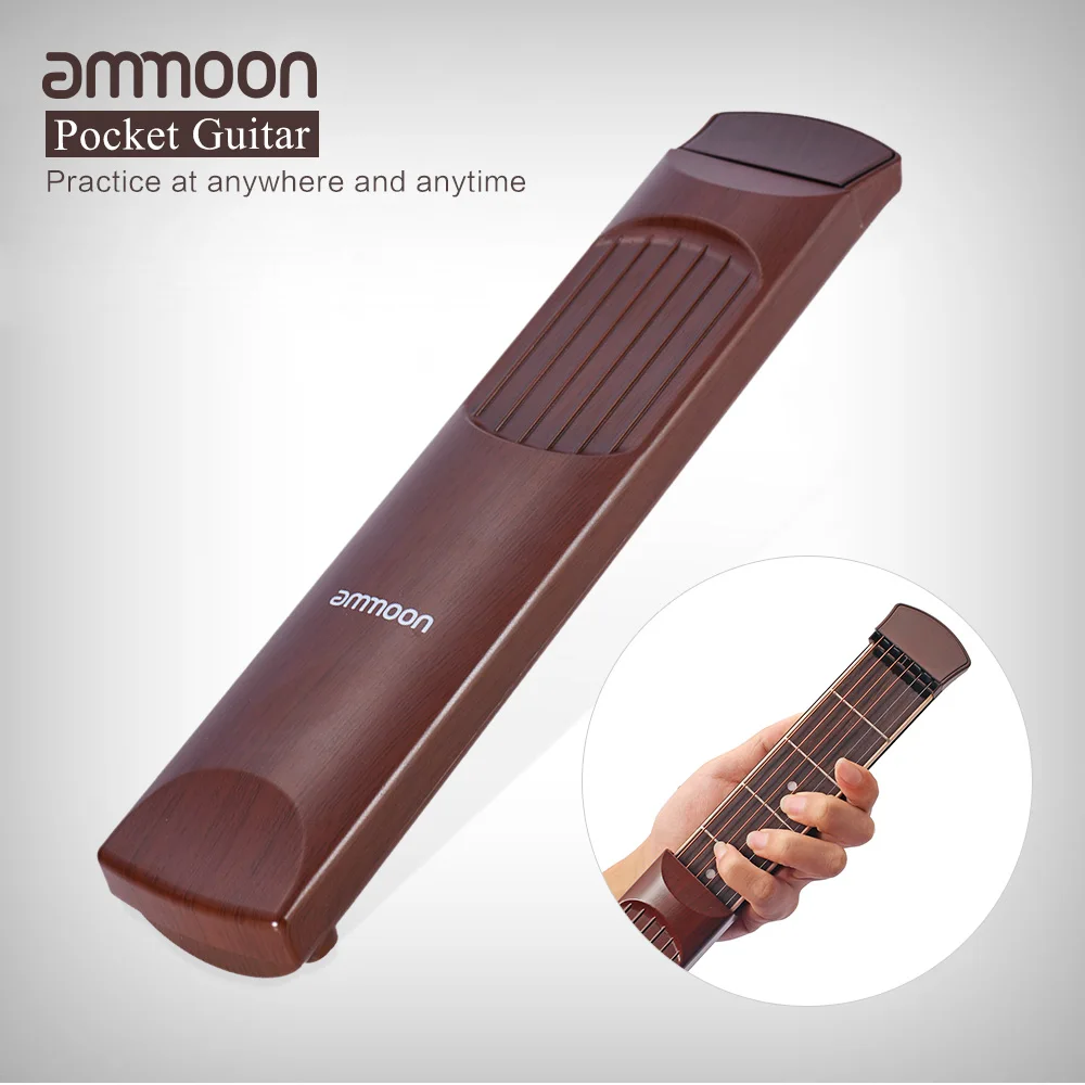 Ammoon portátil acústico bolsillo guitarra práctica