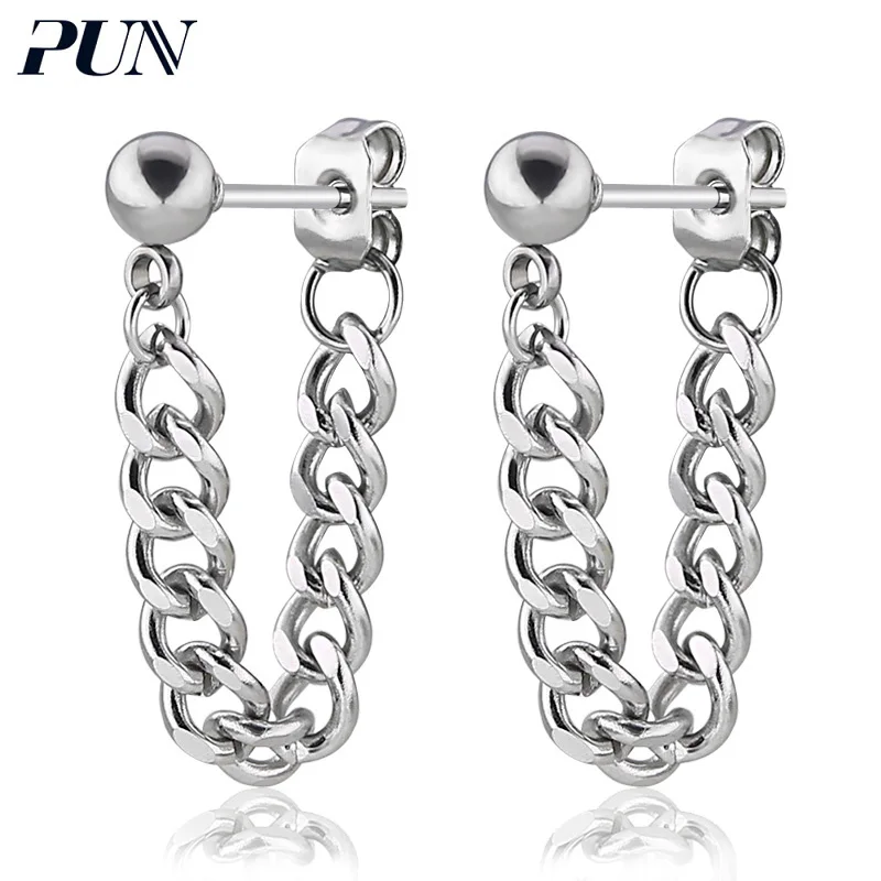 

PUN 2018 earrings stainless steel fashion jewelry accessories korean for men brincos earing hanging silver black gole women