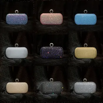 

Women shiny Evening Clutch Bag Diamond Sequin Clutch Female Crystal Wallet Clutch Wedding Purse Ladies Party Banquet Two Chain