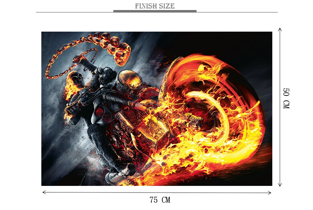 New 1000Pcs Wooden Puzzle Ghost Rider Burned Motorcycle Jigsaw Assembly Toy 