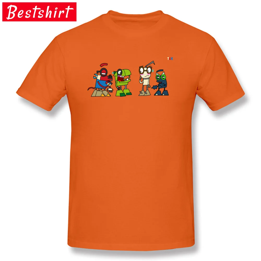 Cartoon mixeltime VALENTINE DAY Pure Cotton Crew Neck Tops Tees Short Sleeve Simple Style Tops & Tees Dominant Cool T Shirt Cartoon mixeltime  orange