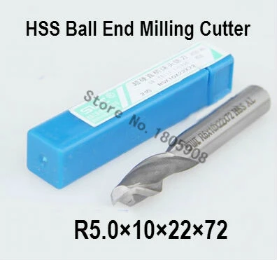Free shipping 10PCS R5.0 high speed steel ball end milling cutter, straight shank white steel cutter, R alloy milling cutter