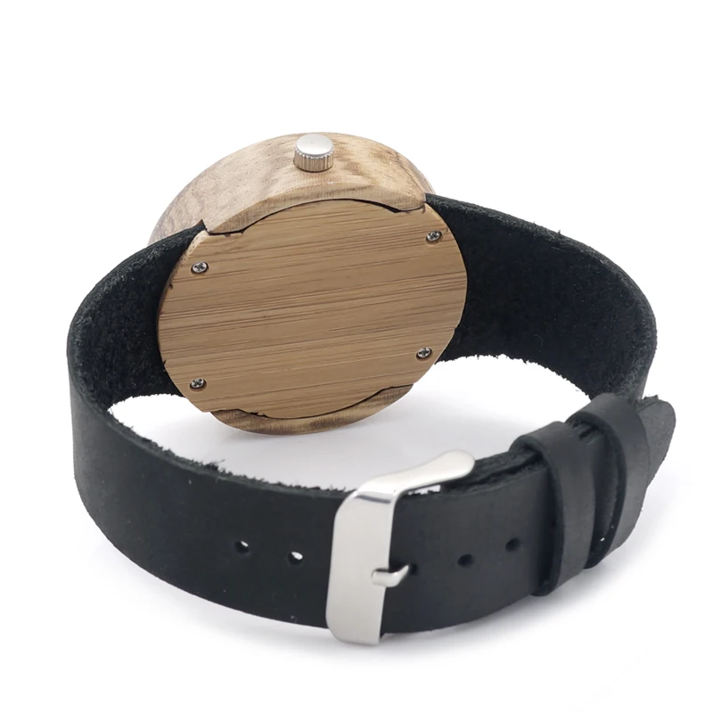 Billig Luxus BOBO VOGEL Komplette Kalender Uhr Frauen Zebra Holz Armbanduhr Echtes Leder Band Holz Uhren relogio feminino C B30