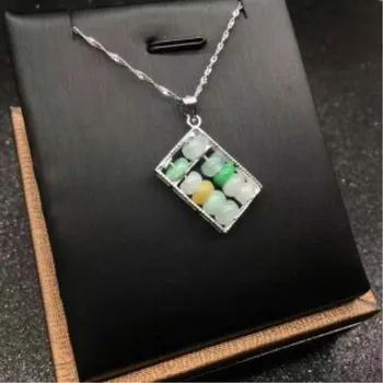 

S925 silver-encrusted natural emerald A cargo small abacus pendant