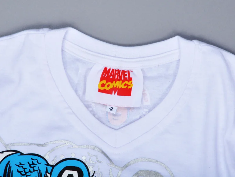 Летний стиль анимации Капитан Америка Детские футболки для мальчиков мультфильм шаблон Капитан Америка топ с короткими рукавами Одежда для детей; футболка