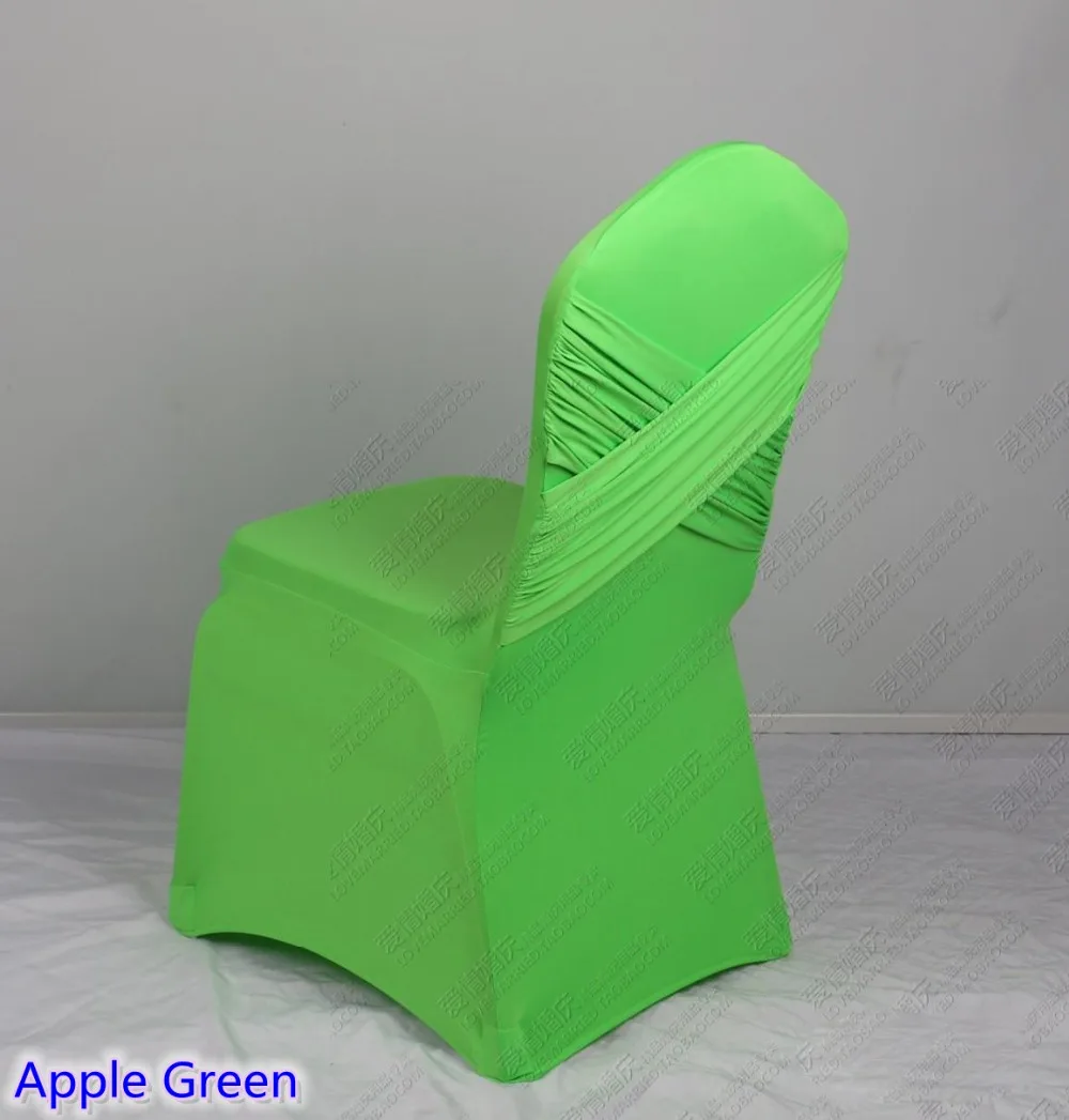 Apple Green colour cross back swag Lycra chair cover Ruffled spandex