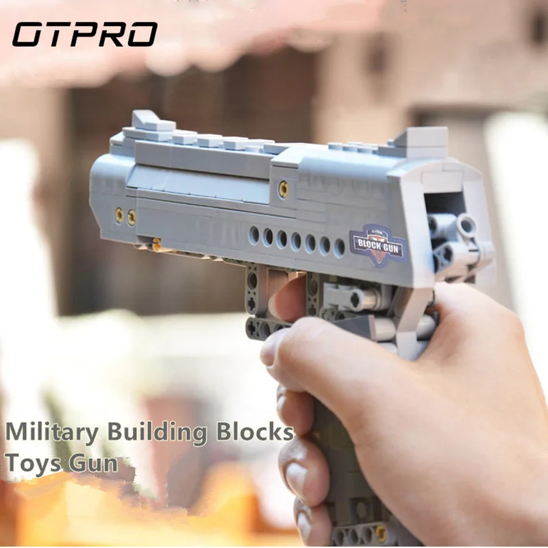 Weapon Toy Gun Desert Eagle Model DIY Building Blocks Revolver Airsoft Pistol With Bullet Outdoor Game For Children Gift Boys to