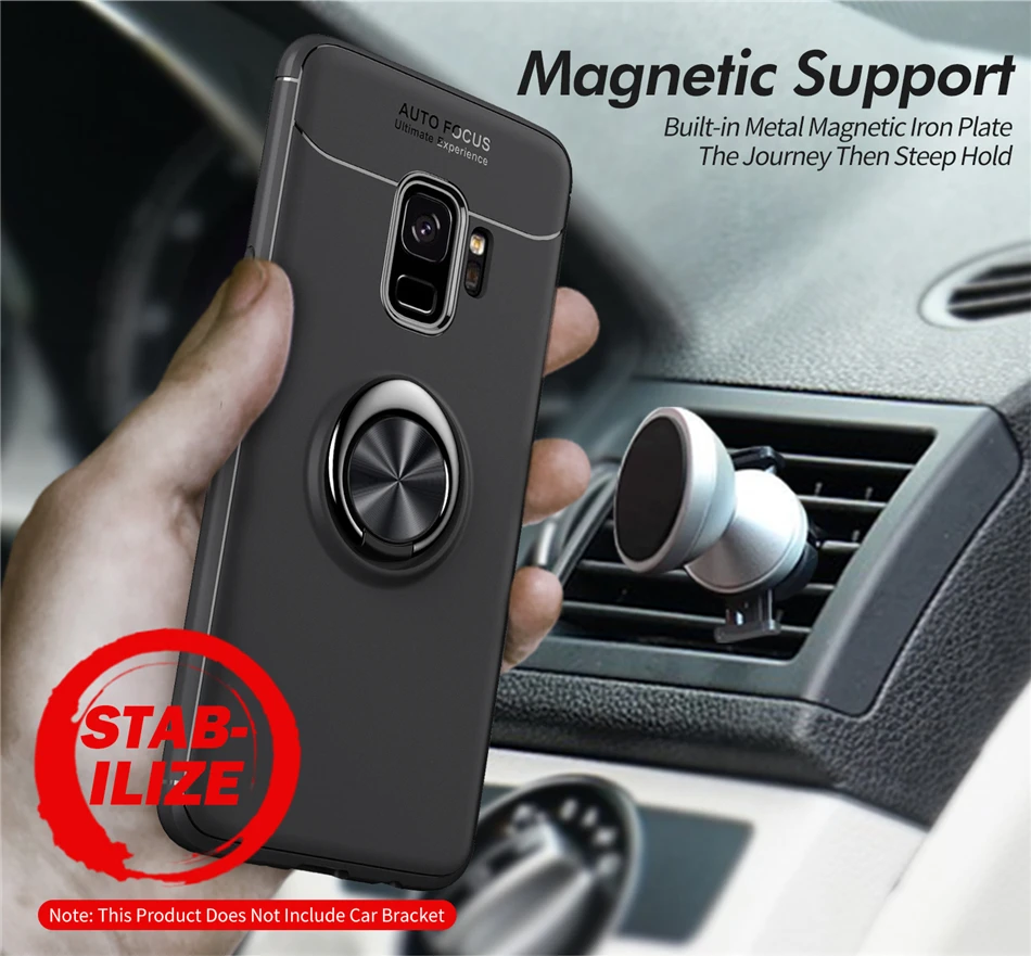 Чехол для samsung Galaxy A7 A9 S7 Edge 8 9 Plus J5 6 7 автомобильный Магнитный присоска кольцо на палец мягкая ТПУ задняя крышка для Note 8 9